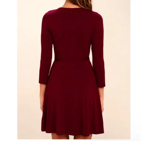 LULUβs Twirl-Worthy Burgundy Wrap Dress - Picture 3 of 9